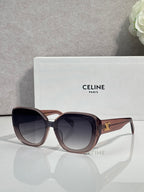 Celine round sunglasses, brown-and-rose frames with dark tinted lenses