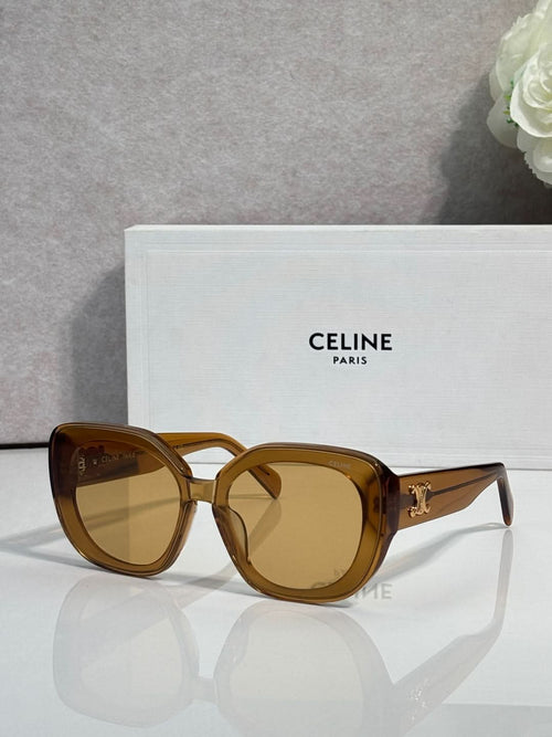 Celine round sunglasses, brown frames with amber tinted lenses