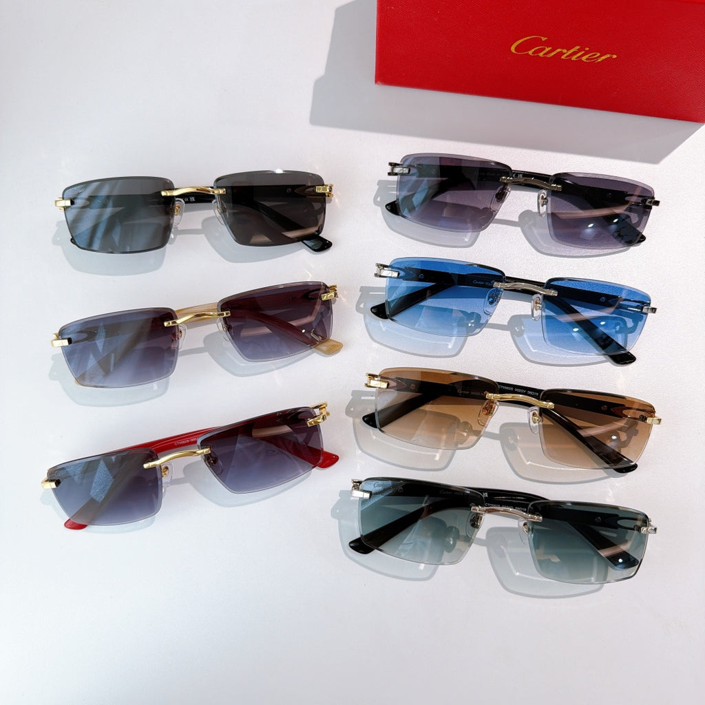 Cartier sunglasses assortment with various colored frames and tinted lenses