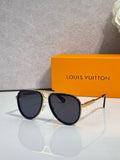 Louis Vuitton sunglasses with black frames and gold-tone arms