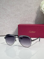 Sunglasses with dark gray round frames and light-to-dark tinted gradient lenses