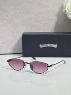 Gold-tone metal glasses with purple-tinted lenses and dark temple tips
