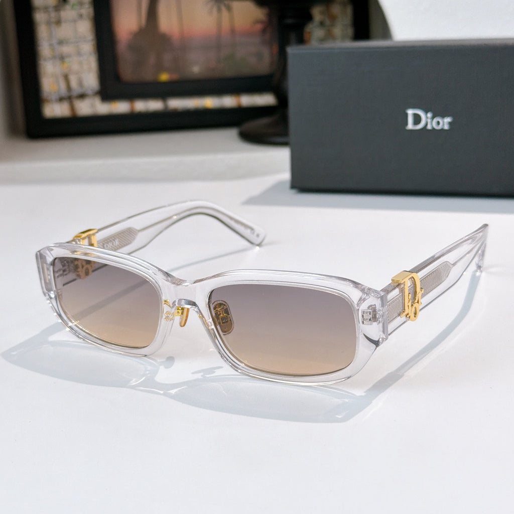Dior sunglasses with clear frames and nude brown gradient lenses