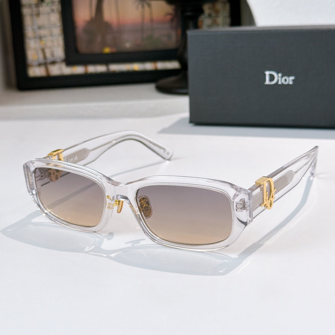 Dior sunglasses with clear frames and nude brown gradient lenses