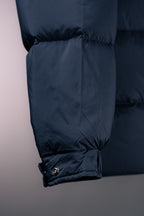 Moncler long puffer jacket hem with drawstring and elastic cuff