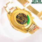 Gold Rolex wristwatch case back with engraved CLEAN logo