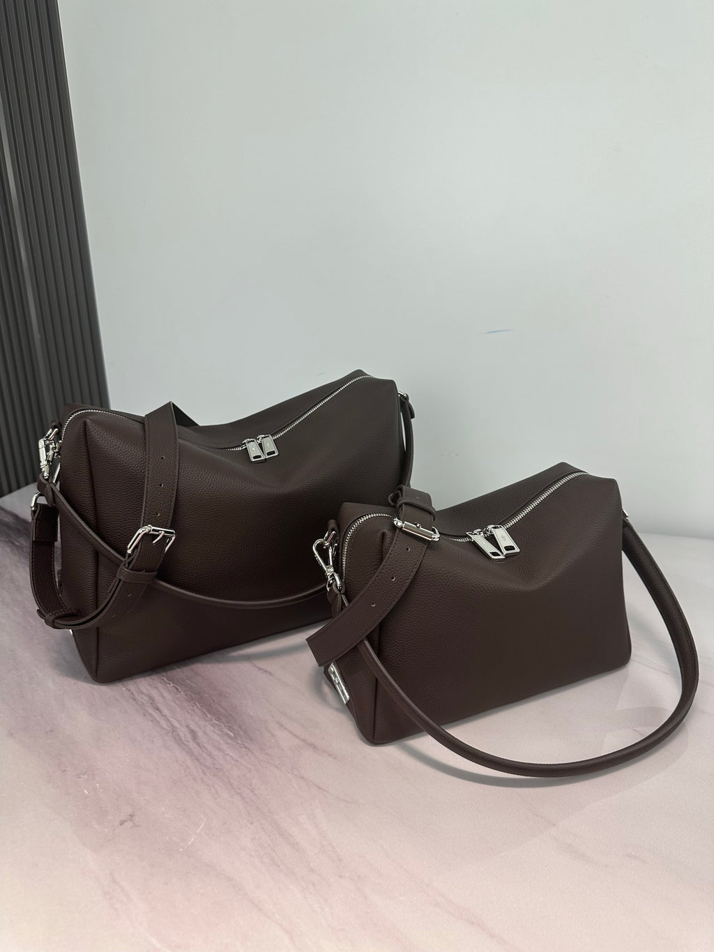 Fendi shoulder bags set of two in dark brown with crossbody straps