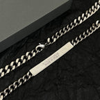 Balenciaga silver chain with engraved bar reading BALENCIAGA and MADE IN ITALY