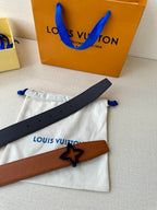 Louis Vuitton brown belt strap with star buckle and adjustment holes