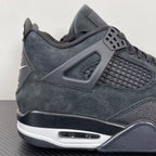Air Jordan 4 sneakers, dark gray suede with molded side panel, mesh quarter, and lace-up