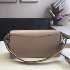 Coah bag taupe crossbody with smooth front panel and attached shoulder straps