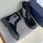 Dior unisex high-top shoes: black lace-up with logo-print side panel and sole