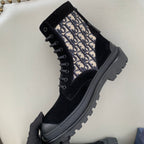 Dior unisex high-top shoes: black lace-up with logo-print ankle panel