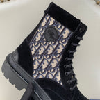 Dior unisex high-top shoes: logo-print side panel with black suede, lace-up