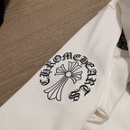 White long-sleeve sweatshirt with large back cross-flower graphic
