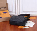 Men's Louis Vuitton crossbody bag in dark monogram with black top trim