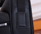 Louis Vuitton bag inside corner view with stitched edge and leather-like patch