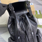 Black GG monogram tote with open top and adjustable shoulder straps