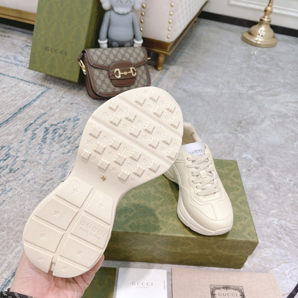 Gucci unisex sneakers showing white patterned rubber outsole with traction tread