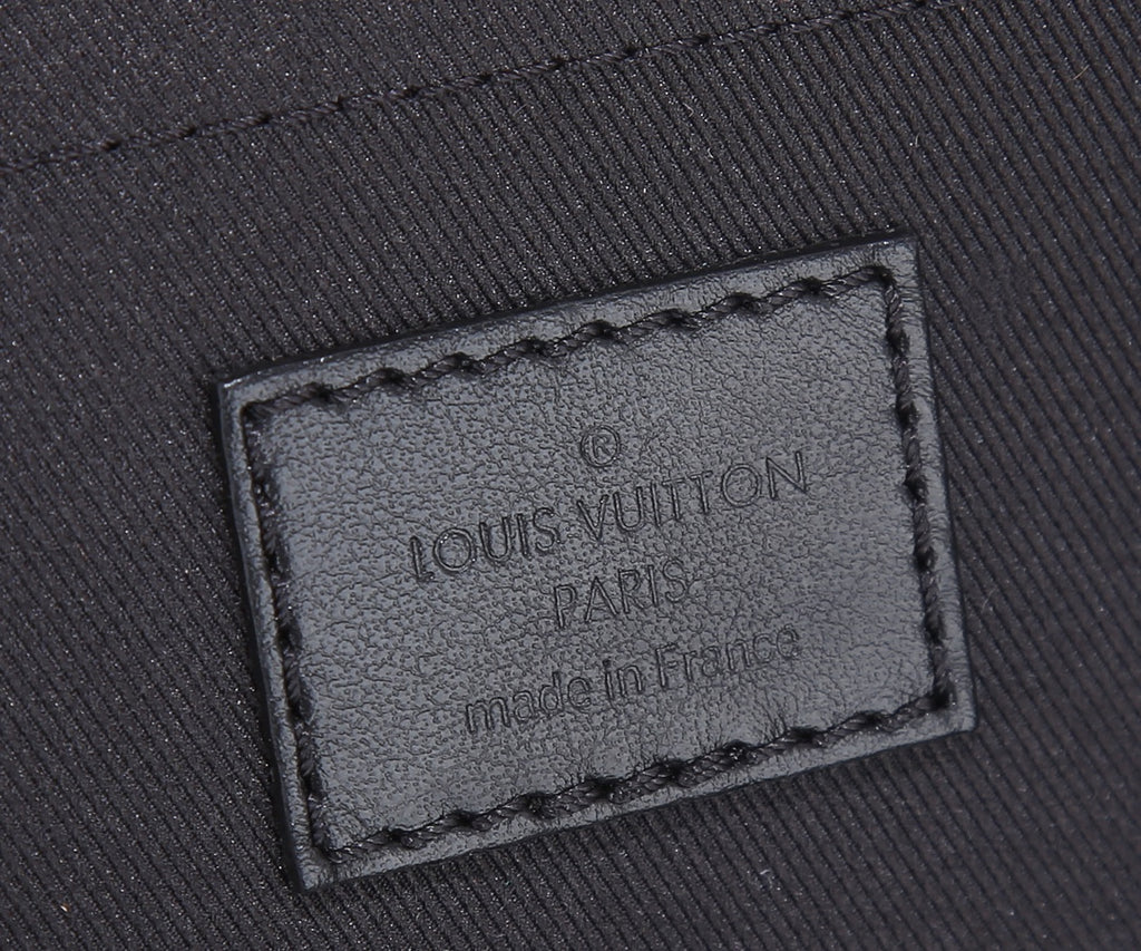 Louis Vuitton Paris inner label on black lining with stitched border