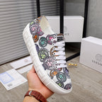 Versace low-top sneakers with multicolor print fabric and white textured rubber sole