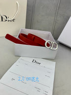 Dior red belt with CD buckle inside a white gift box