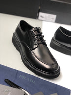 Prada unisex lace-up shoes, black leather, black laces and smooth vamp