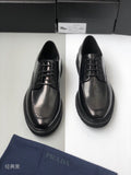 Prada unisex oxford shoes, black leather, lace-up with cushioned sole