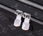 Louis Vuitton bag zipper pulls with engraved logo on dark monogram canvas