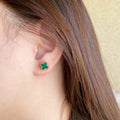Van Cleef & Arpels clover stud earring, green enamel on gold-tone post