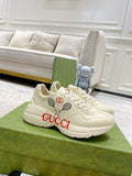 Cream unisex Gucci low-top sneakers with tennis graphic on the side