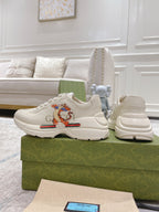 White Gucci unisex sneakers set: side graphic and chunky sole