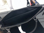 Men's Louis Vuitton tote bag open view showing interior lining and zipper trim