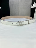 Chanel belt in white leather with silver-toned CC logo buckle and perforation holes