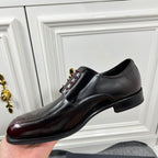 Prada unisex leather lace-up dress shoe, side profile with lace and sole