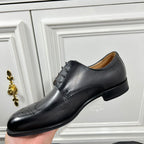 Prada unisex oxford lace-up shoes, dark leather with classic brogue trim