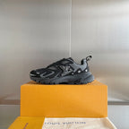 Louis Vuitton unisex sneakers, black/gray, lace-up with LV logo on heel