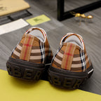 Burberry check-slip-on style sneakers with bold BEAR pattern on dark heel