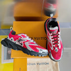 Louis Vuitton unisex sneakers in pink with silver panels and black chunky sole