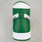 Green and white high-top sneaker heel with white midsole and back collar