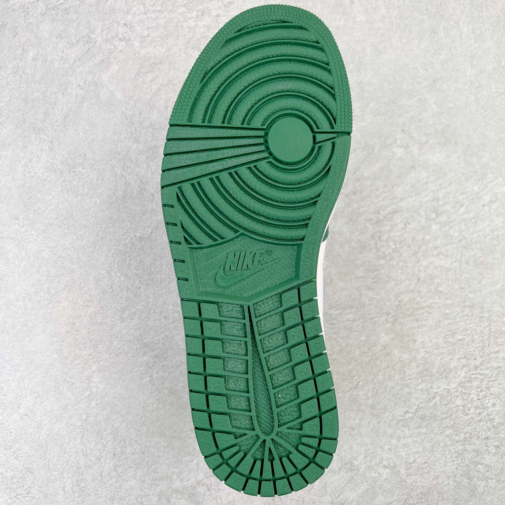 Green rubber outsole for high-top sneaker with traction pattern and Nike logo
