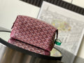 Goyard monogram bag in burgundy patterned canvas with top zip and leather trim