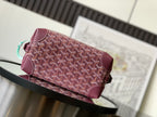 Goyard monogram bag in burgundy patterned canvas with leather edging and top zip