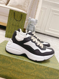Gucci unisex sneakers, black and white leather-look with chunky sole