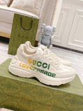 Gucci unisex sneakers, white leather, LOVE OVERGRADE lettering on side