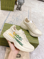 Gucci unisex sneakers, white leather, LOVE OVERGRADE logo on side