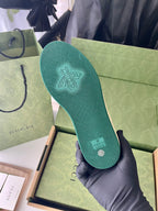 Gucci unisex sneaker sole, teal rubber tread with bee emblem