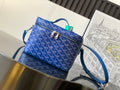 Blue patterned small crossbody bag with zip top and adjustable shoulder strap