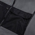 Stone Island black-lined interior pocket with zipper and gray fleece edge