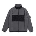 Stone Island zip-up jacket, gray with black front panels and stand collar